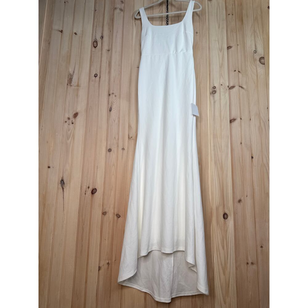 NWT Lulus Loving Fate White Bow Square Neck Backless Maxi Dress Wedding Bride M - Picture 2 of 11